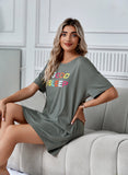 Richie House Nightgowns Short Sleeve Sleepshirts Nightshirt Lounge Dress Sleepwear RHW4069