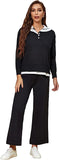 Richie House Women's 2 Piece Sweatsuits Long Sleeve Knit Sweater Wide Leg Pants Outfits RHW4072