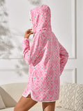 Richie House Casual Nights Women's Summer Print Bathrobe Zip Up Long Sleeve Sleepwear Dress RHW4094