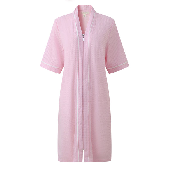 Richie House Women's Button Front Duster Zip up Bathrobes Short Nightgown with Pockets, S-3XL RHW4093