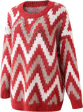 Richie House Women's Printed Multi-Colored Long Sleeve Sweater Winter Pullover Top RHW4097