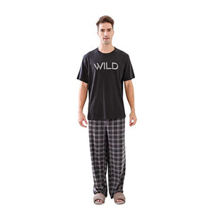 Richie House Men's Cotton Tshirt Plaid Long Pyjamas Set Sleepwear S-XXL RHM2866