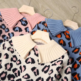 RH Kids Girls Winter Pullover Knitted Sweater Lapel Collar Thick Warm Coat 3-9Y RHK3002