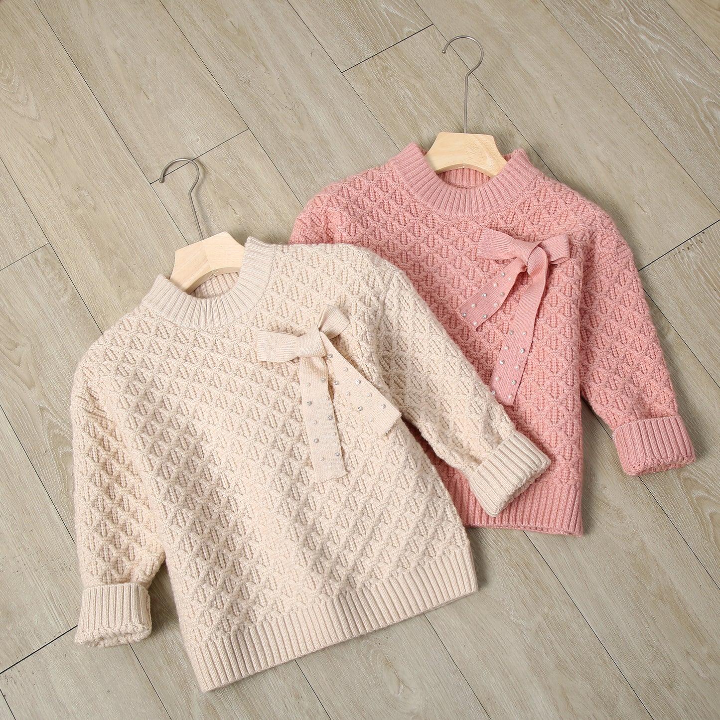 RH Kids Girls Turtle Neck Sweater Pullover Knit Ribbon Coat Winter Outfit 3-9Y RHK3003