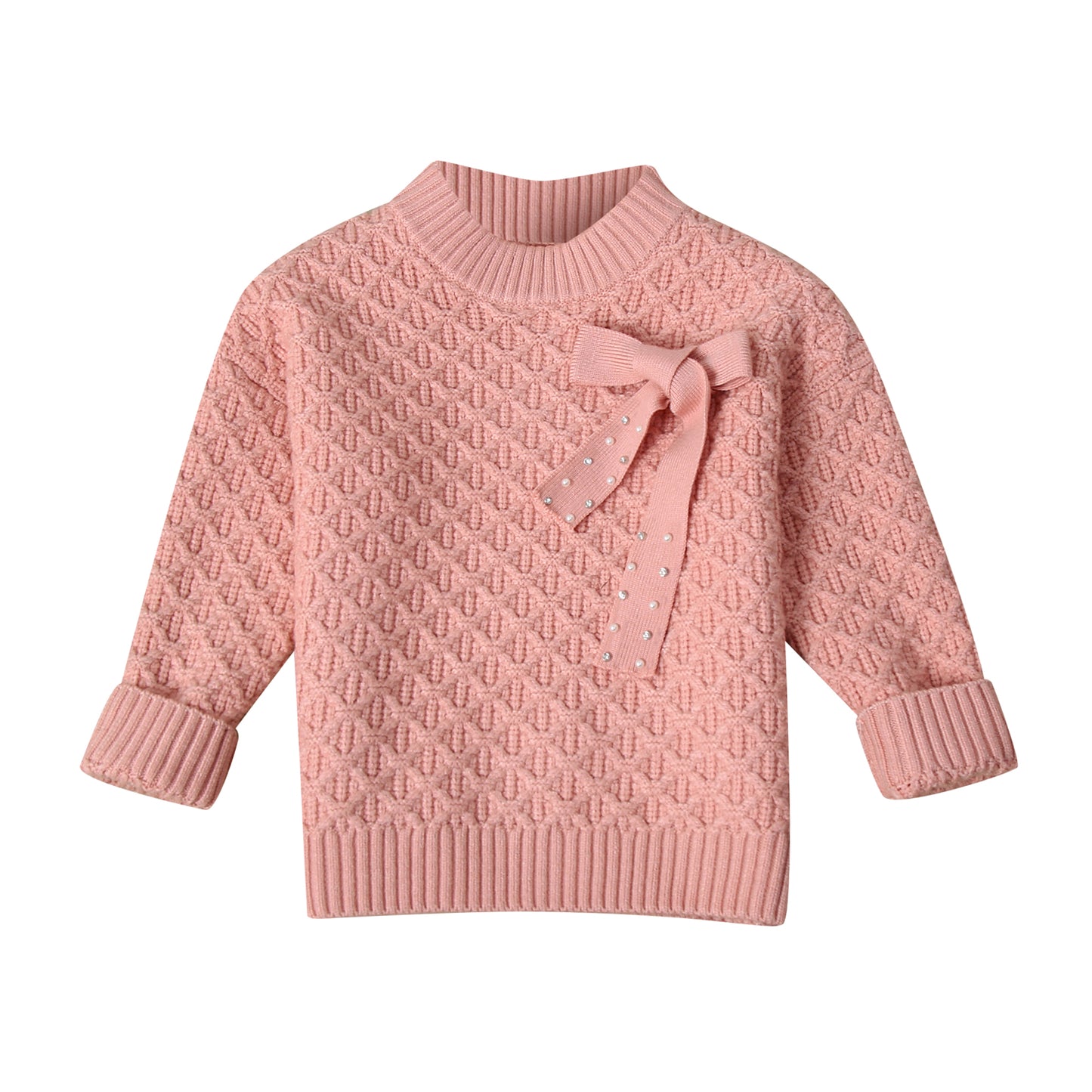 RH Kids Girls Turtle Neck Sweater Pullover Knit Ribbon Coat Winter Outfit 3-9Y RHK3003