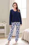 RH Women's Printed Comfy Two Piece Set Long Sleeve Sleep-Lounge Pajama RHW2752