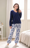 RH Women's Printed Comfy Two Piece Set Long Sleeve Sleep-Lounge Pajama RHW2752