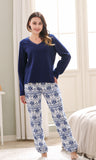 RH Women's Printed Comfy Two Piece Set Long Sleeve Sleep-Lounge Pajama RHW2752