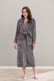 Richie Women's Polka Long Hooded Robe Collared Sleepwear Housecoat RHW2882