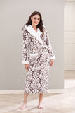 Richie Women's Polka Long Hooded Robe Collared Sleepwear Housecoat RHW2882