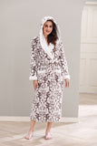 Richie Women's Polka Long Hooded Robe Collared Sleepwear Housecoat RHW2882