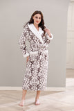 Richie Women's Polka Long Hooded Robe Collared Sleepwear Housecoat RHW2882