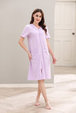 Richie House Women Zipper Robe Loungewear Short Sleeve Sleepwear Pockets Housecoat Long Soft Bathrobe RHW2898