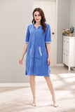 RH Housecoat Women Zipper Front Duster Robe 3/4 Lounger Dress Nightdress RHW4008