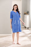 RH Housecoat Women Zipper Front Duster Robe 3/4 Lounger Dress Nightdress RHW4008