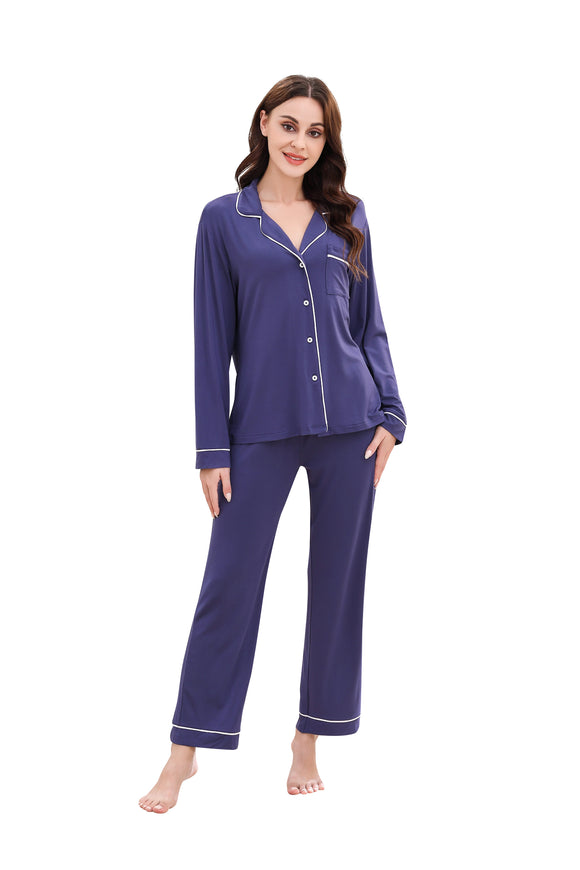 RH Women Pajamas Set Button Down Sleepwear Long Sleeve Long Pants Pj Set RHW4013