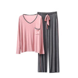 RH Pajamas Set Women Long Sleeve Pocket V-Neck Sleepwear Soft Pajama Set RHW4017