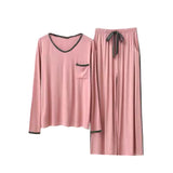 RH Pajamas Set Women Long Sleeve Pocket V-Neck Sleepwear Soft Pajama Set RHW4017