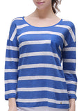 RH Women's Women's Linen Long Sleeve T-Shirt Plaid Pullover Tops Blouse RH2025