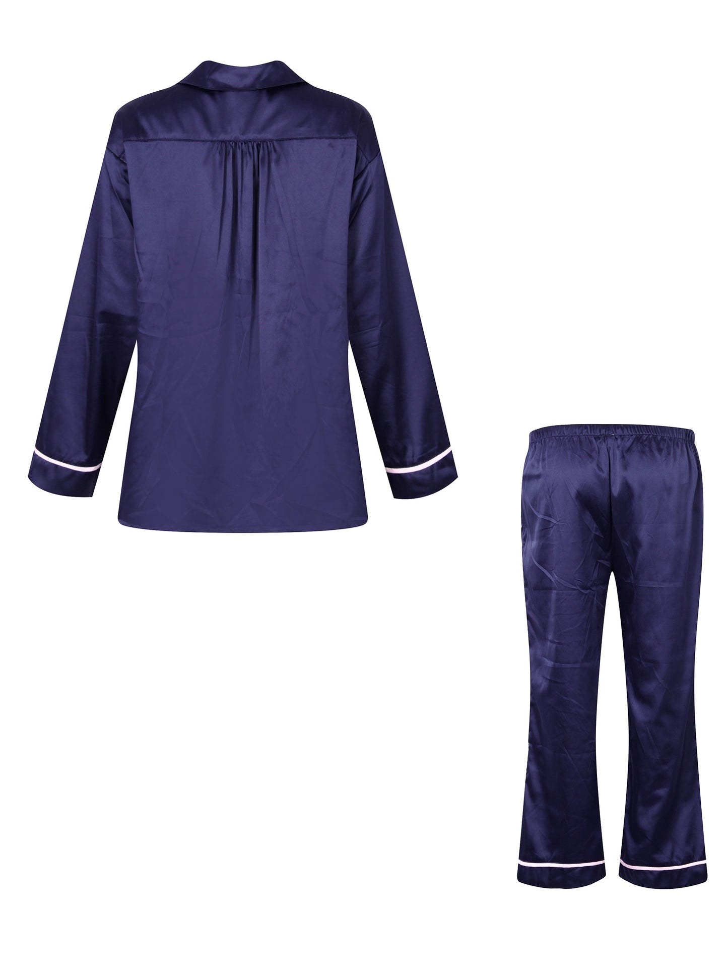 Richie House Women's Silk Satin Pajamas Set Long Sleeve Button-Down Sleep Lounge RHW2819