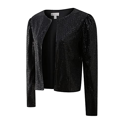 Richie House Women's Sequin Jacket Blazer Casual Sparkly Cardigan Coat S-XXL RHW4063