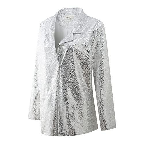 Richie House Women's Sequin Jacket Blazer Casual Sparkly Cardigan Coat S-XXL RHW4063
