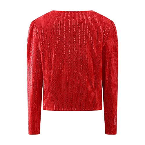 Richie House Women's Sequin Jacket Blazer Casual Sparkly Cardigan Coat S-XXL RHW4063