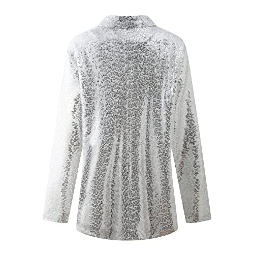 Richie House Women's Sequin Jacket Blazer Casual Sparkly Cardigan Coat S-XXL RHW4063