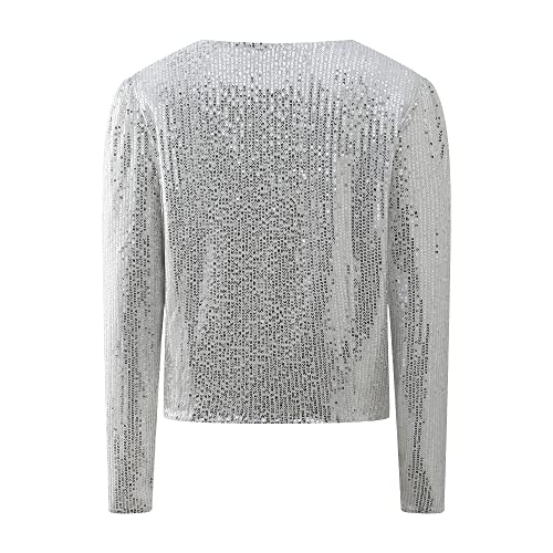 Richie House Women's Sequin Jacket Blazer Casual Sparkly Cardigan Coat S-XXL RHW4063