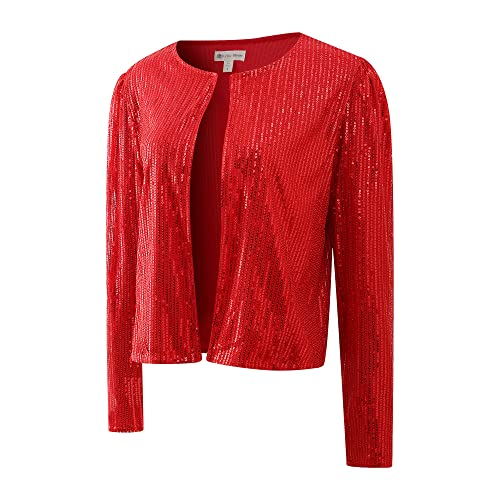 Richie House Women's Sequin Jacket Blazer Casual Sparkly Cardigan Coat S-XXL RHW4063