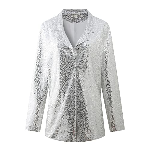 Richie House Women's Sequin Jacket Blazer Casual Sparkly Cardigan Coat S-XXL RHW4063