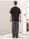 Richie House Men's Cotton Tshirt Plaid Long Pyjamas Set Sleepwear S-XXL RHM2866