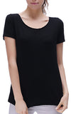 RH Women's Solid Short Sleeve Cotton Bamboo Blouse Casual Tee Top T-Shirt RH2028