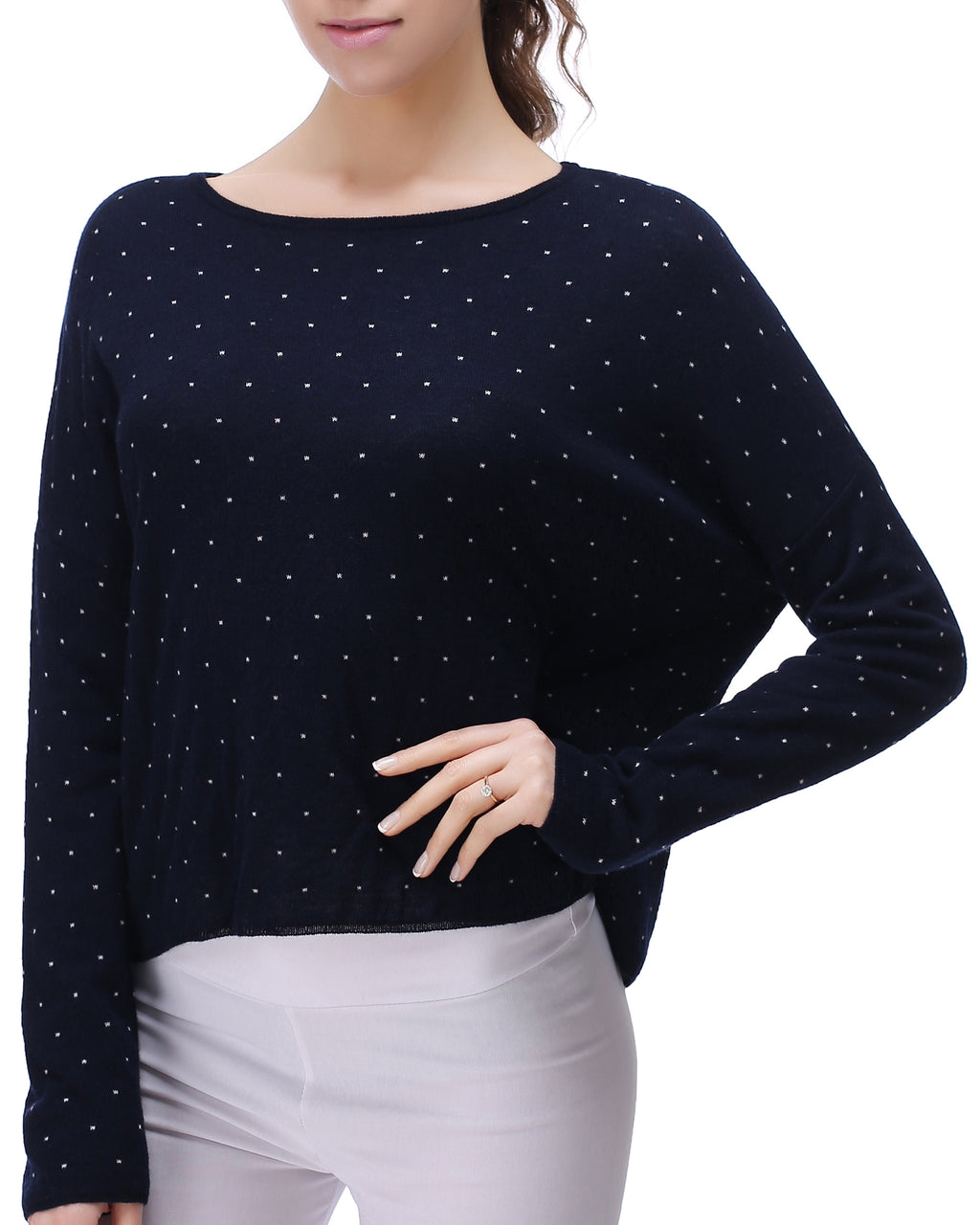 RH Women's Warm Lightweight Polka Long Sleeve Pullover Sweater Top Out RH2065