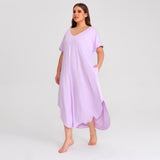 RH Shortsleeve Plus size Nightgown Womens V-Neck Sleepwear Lounge Shirt Pajama Dress PRHW2895