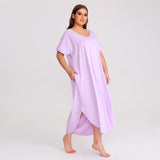 RH Shortsleeve Plus size Nightgown Womens V-Neck Sleepwear Lounge Shirt Pajama Dress PRHW2895