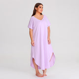 RH Shortsleeve Plus size Nightgown Womens V-Neck Sleepwear Lounge Shirt Pajama Dress PRHW2895