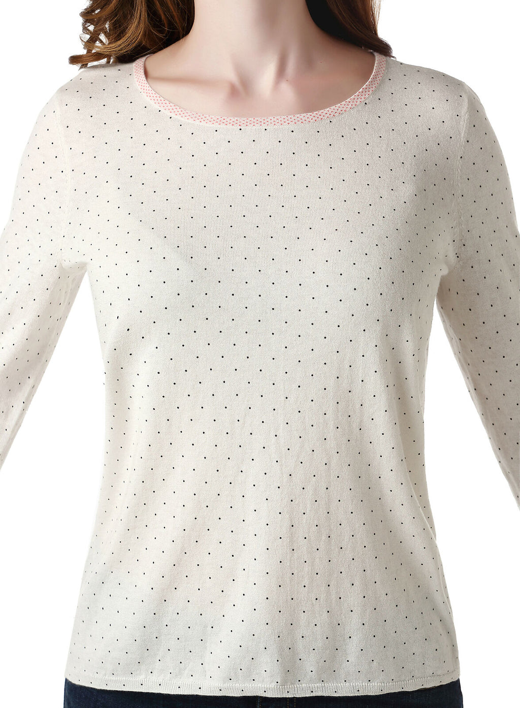 RH Women's Warm Polka Cotton Pullover Sweater Long Sleeve Top Blouse RH2048