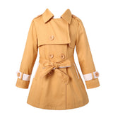 Richie House Kids Girls Classy 100% Cotton Long Trench Coat Ribbon Jacket Bow Dress RH2105