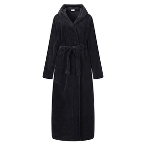 RH Men Belted Bathrobe Long Soft Fleece Collared Hooded Robe Spa Sleep RHM2760