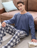 RH Men’s Cotton Long Sleeve Two Piece Plaid Pyjama Set Sleepwear Lounge RHM2857