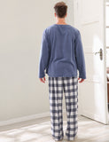 RH Men’s Cotton Long Sleeve Two Piece Plaid Pyjama Set Sleepwear Lounge RHM2857