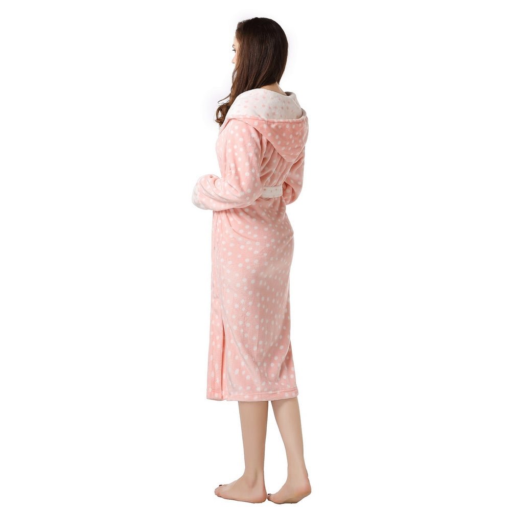 RH Ladies Polka Dressing Gown Fleece Robes Soft Cozy Lounge Bath Womens RHW2235