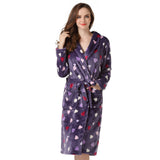 Richie House Women's Long Robe Purple Hearts Dressing Gown Bath Sleep Housecoat RHW2318