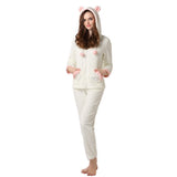 RH Women's Comfy Hooded Ears Two Piece Long Sleepwear Lounge Pajama Set UNISIZE RHW2321