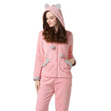 RH Women's Comfy Hooded Ears Two Piece Long Sleepwear Lounge Pajama Set UNISIZE RHW2321