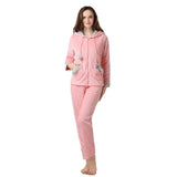 RH Women's Comfy Hooded Ears Two Piece Long Sleepwear Lounge Pajama Set UNISIZE RHW2321