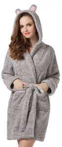 RH Women’s Deluxe Belted Hooded Ears Robe Lounge Sleep Bath Housecoat UNISIZE RHW2499