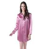 RH US Women's Nightgown Satin Nightshirt Button Sleepwear Pajama Dress RHW2788