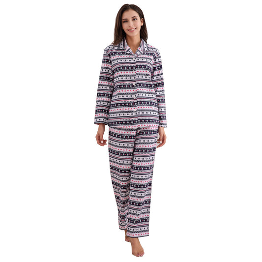 RH Cotton Pajama Set Sleepwear Womens Printed Flannel Long Sleeve Night RHW2790